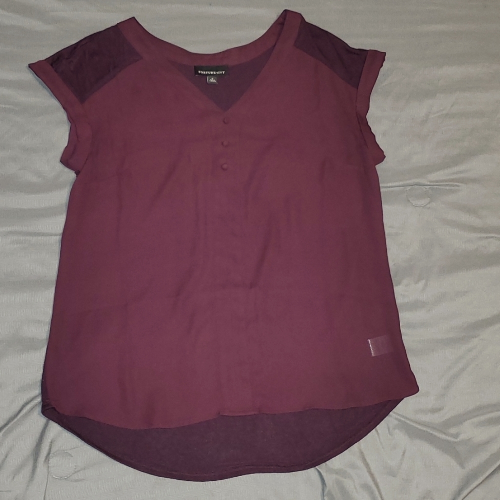 Aubergine Eggplant purple Fortune+Ivy M blouse stitch fix